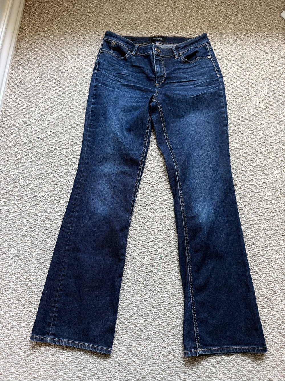 Talbots Women’s Dark Wash Bootcut Jeans Size 8P Petite Stretch Denim